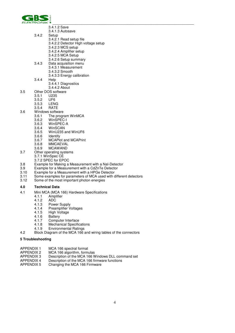 GBS Elektronik MCA 166 User Manual | Page 4 / 56