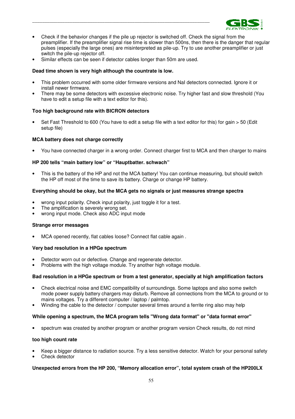 GBS Elektronik MCA 166 User Manual | Page 55 / 56