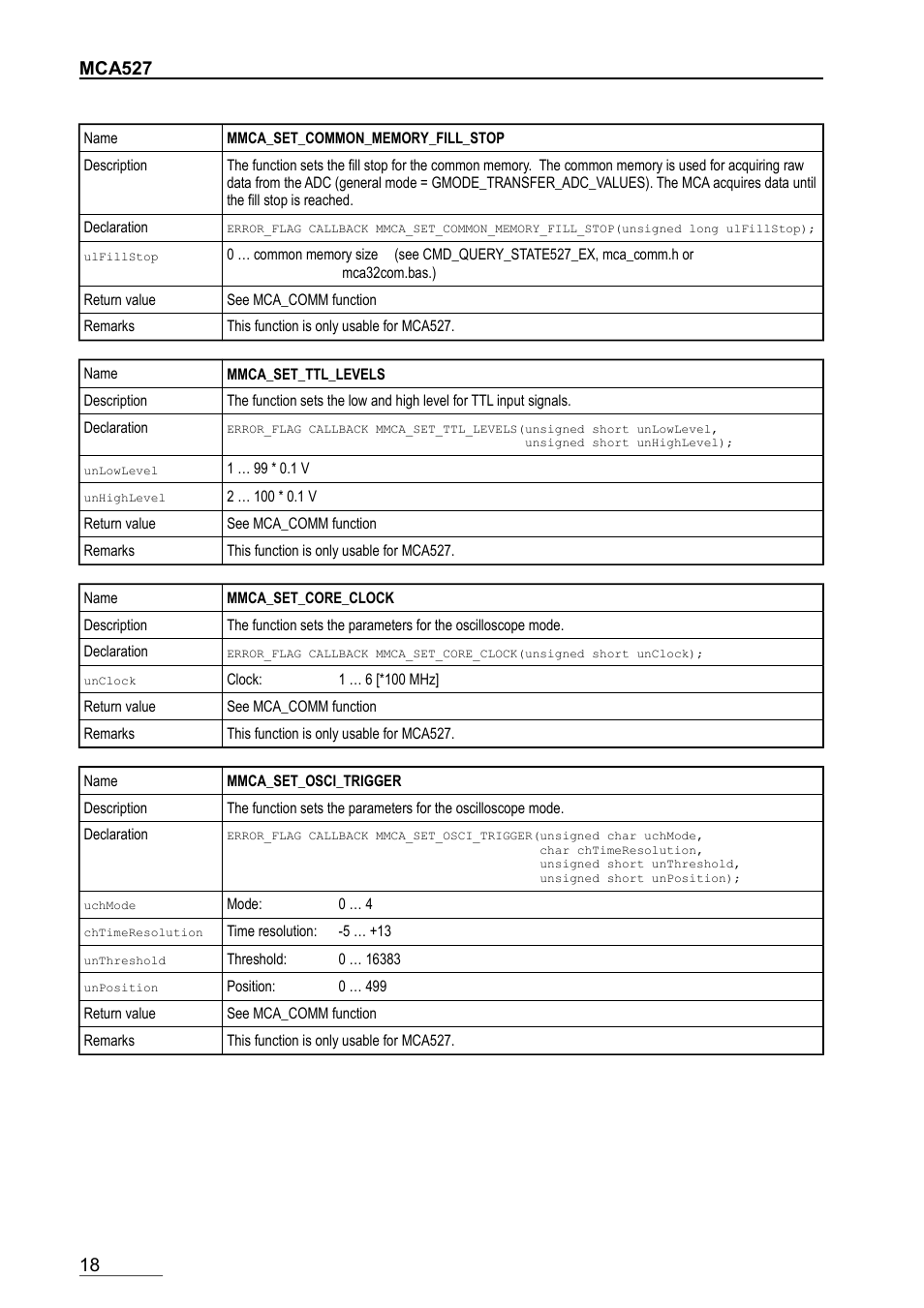 Mca527 | GBS Elektronik MCA-166 Communication DLL User Manual | Page 18 / 32