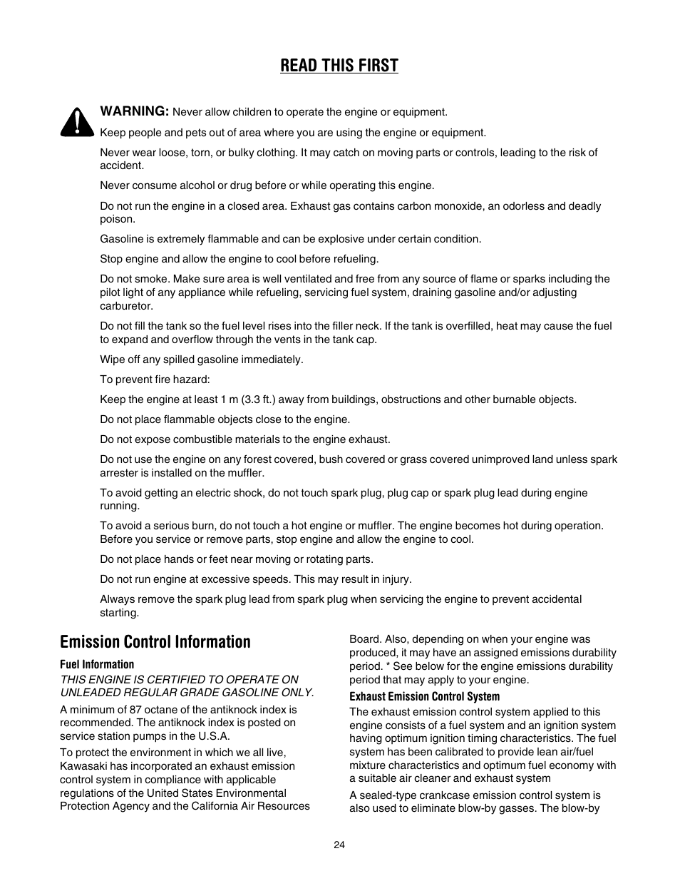 Read this first emission control information | Cub Cadet 977A User Manual | Page 24 / 36