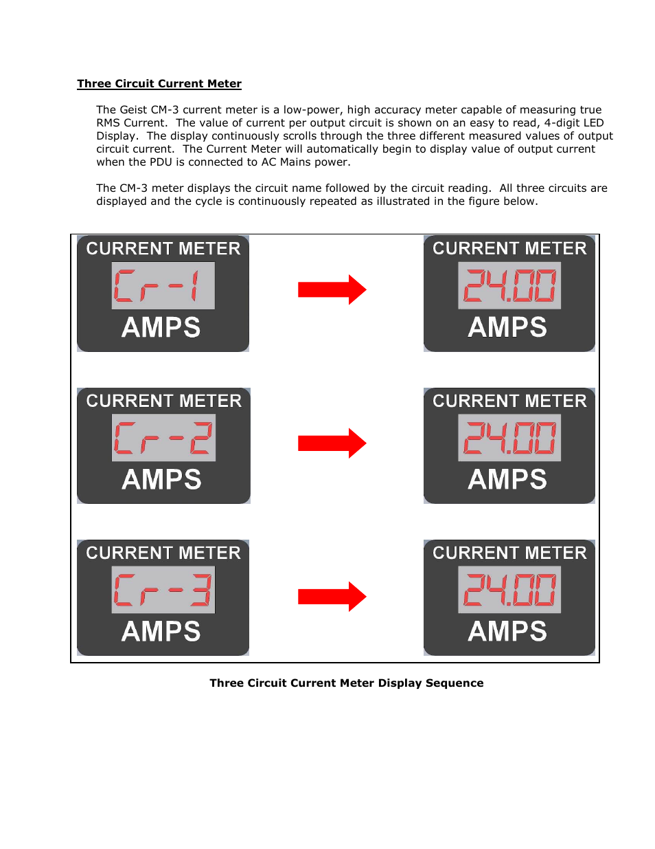 Three circuit current meter | Geist XP Series User Manual | Page 14 / 28