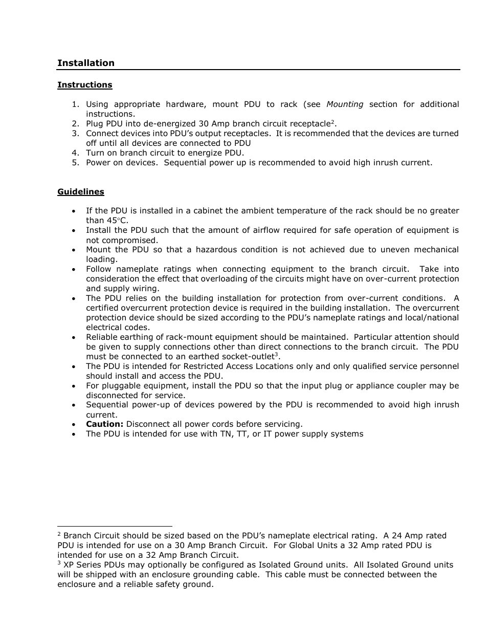 Installation, Instructions, Guidelines | Geist XP Series User Manual | Page 5 / 28