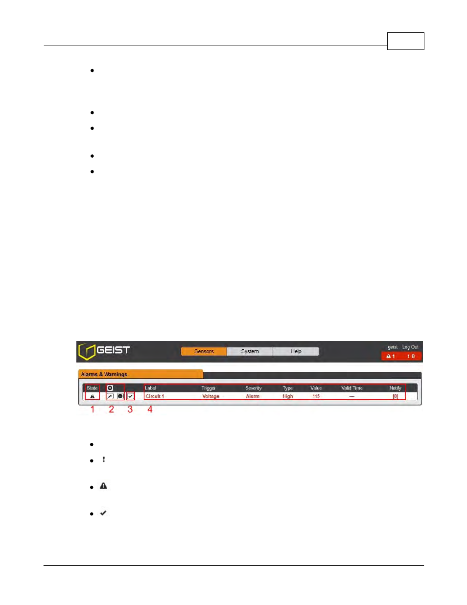 Alarms & warnings, 2 alarms & warnings | Geist R-Series PDU v4 User Manual | Page 25 / 46