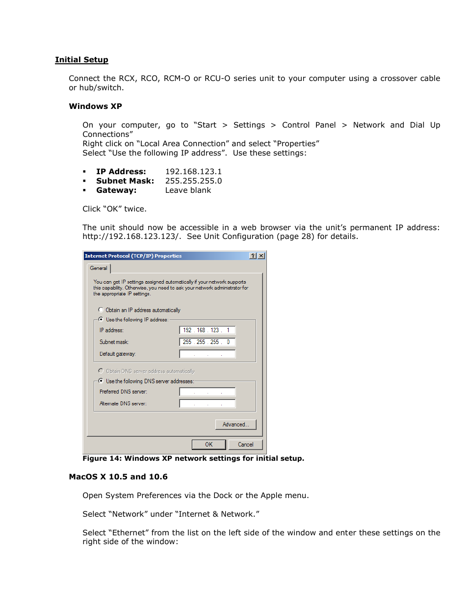 Initial setup | Geist RCX Series v3 User Manual | Page 14 / 49