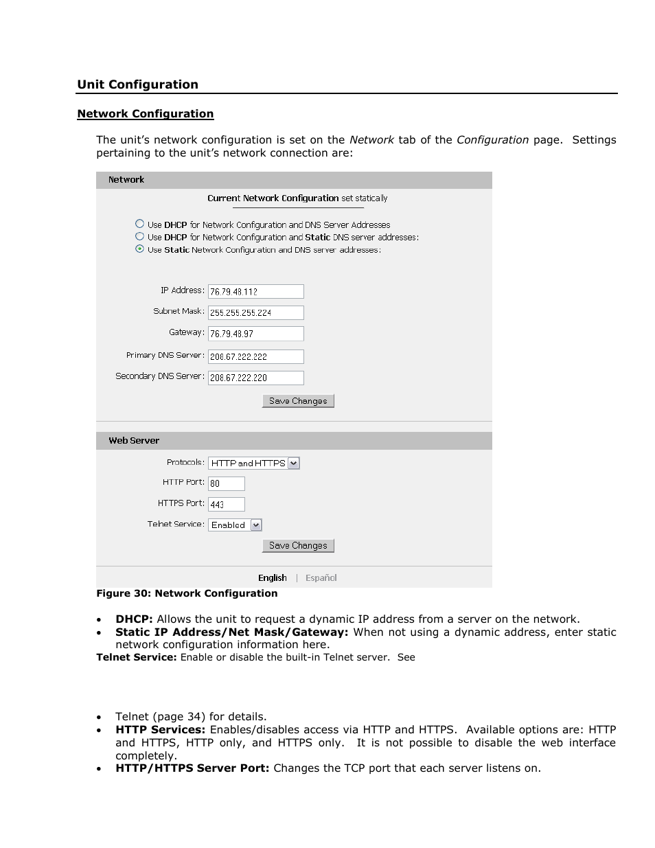 Unit configuration, Network configuration | Geist RCX Series v3 User Manual | Page 28 / 49