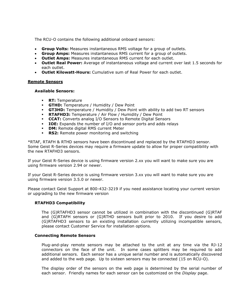 Remote sensors | Geist RCX Series v3 User Manual | Page 40 / 49