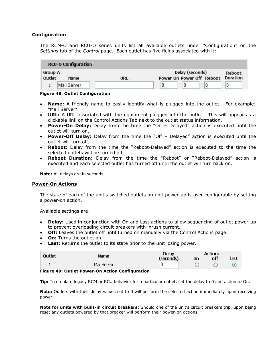 Configuration, Power-on actions | Geist RCX Series v3 User Manual | Page 43 / 49