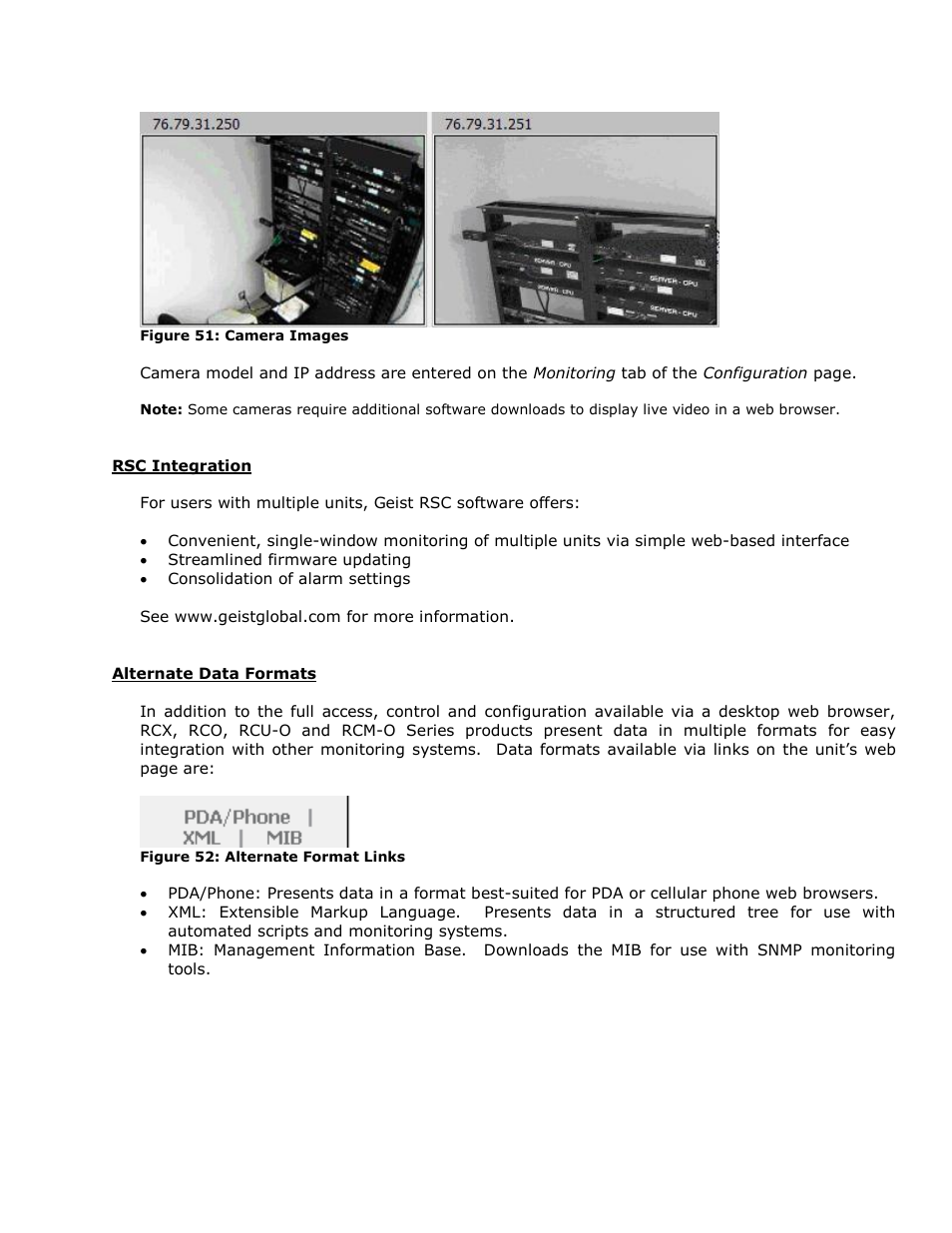 Rsc integration, Alternate data formats | Geist RCX Series v3 User Manual | Page 45 / 49