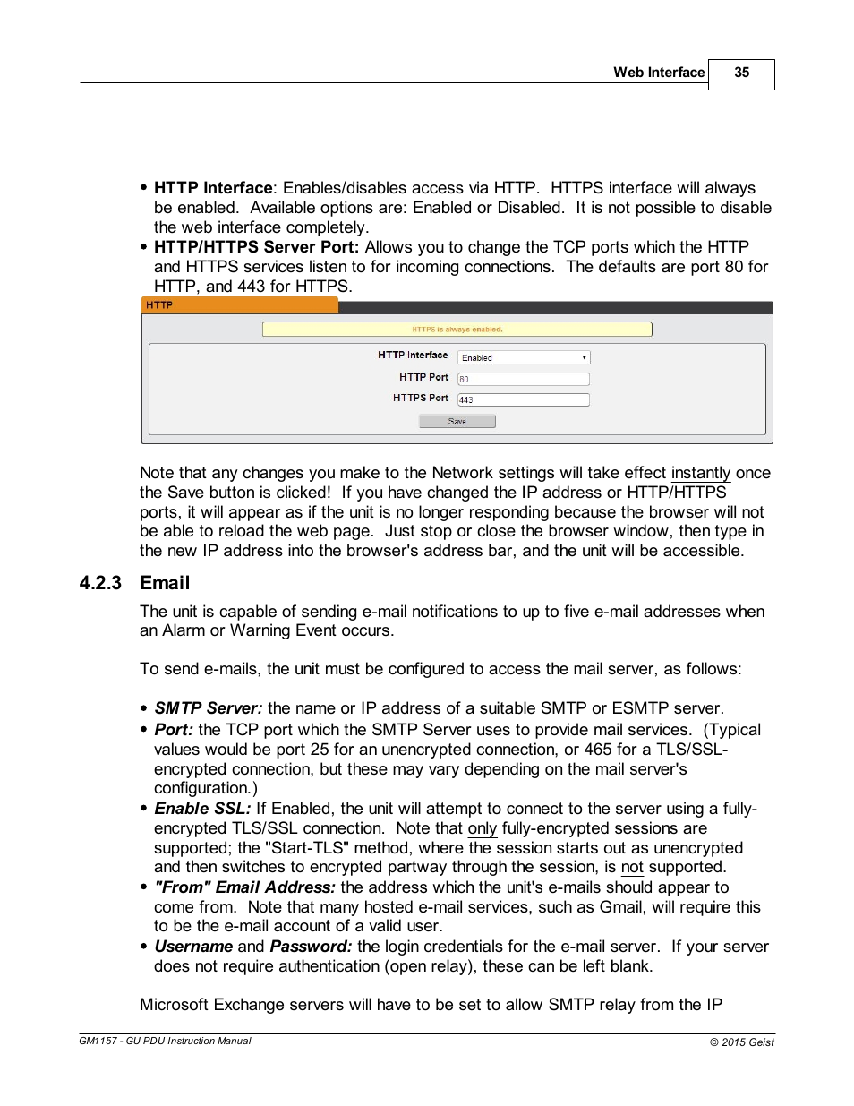 Email, 3 email | Geist Upgradeable PDU User Manual | Page 35 / 43