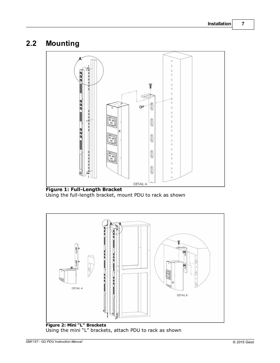 Mounting, 2 mounting | Geist Upgradeable PDU User Manual | Page 7 / 43