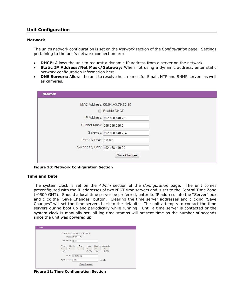 Unit configuration, Network, Time and date | Geist Watchdog 100 User Manual | Page 13 / 26