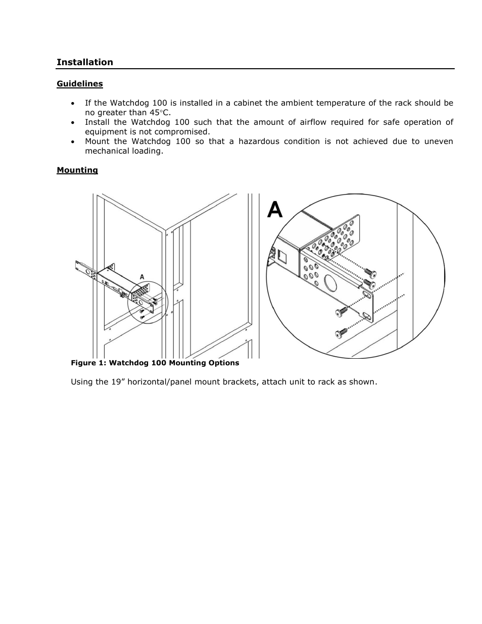 Installation, Guidelines, Mounting | Geist Watchdog 100 User Manual | Page 5 / 26