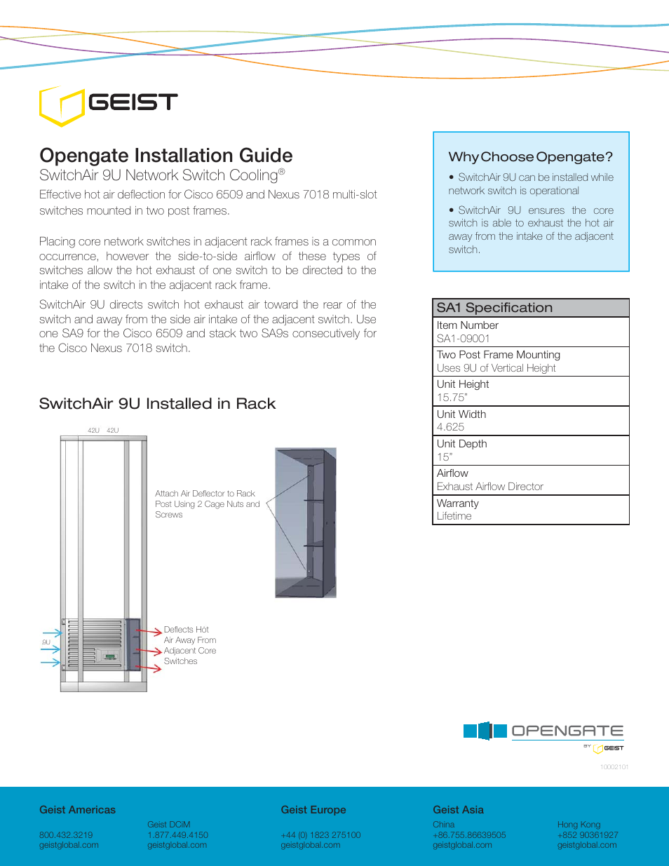 Geist SA1-09001 User Manual | 1 page