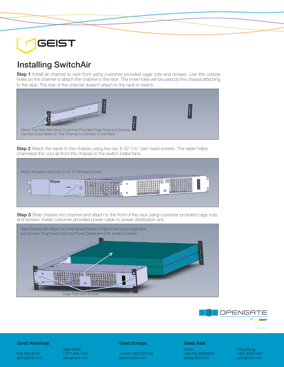 Installing switchair | Geist SA2-003 User Manual | Page 2 / 2