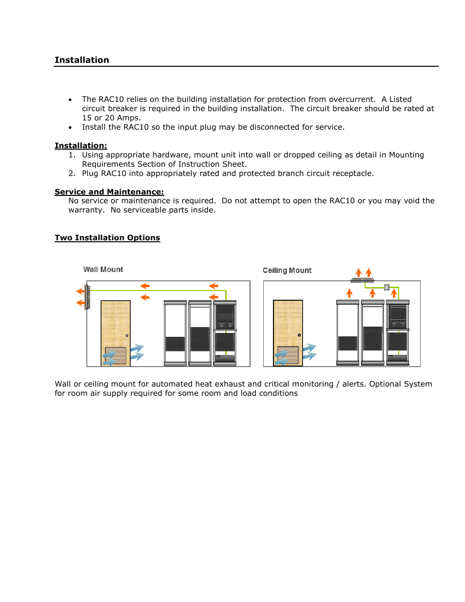 Installation, Two installation options | Geist RAC User Manual | Page 4 / 36