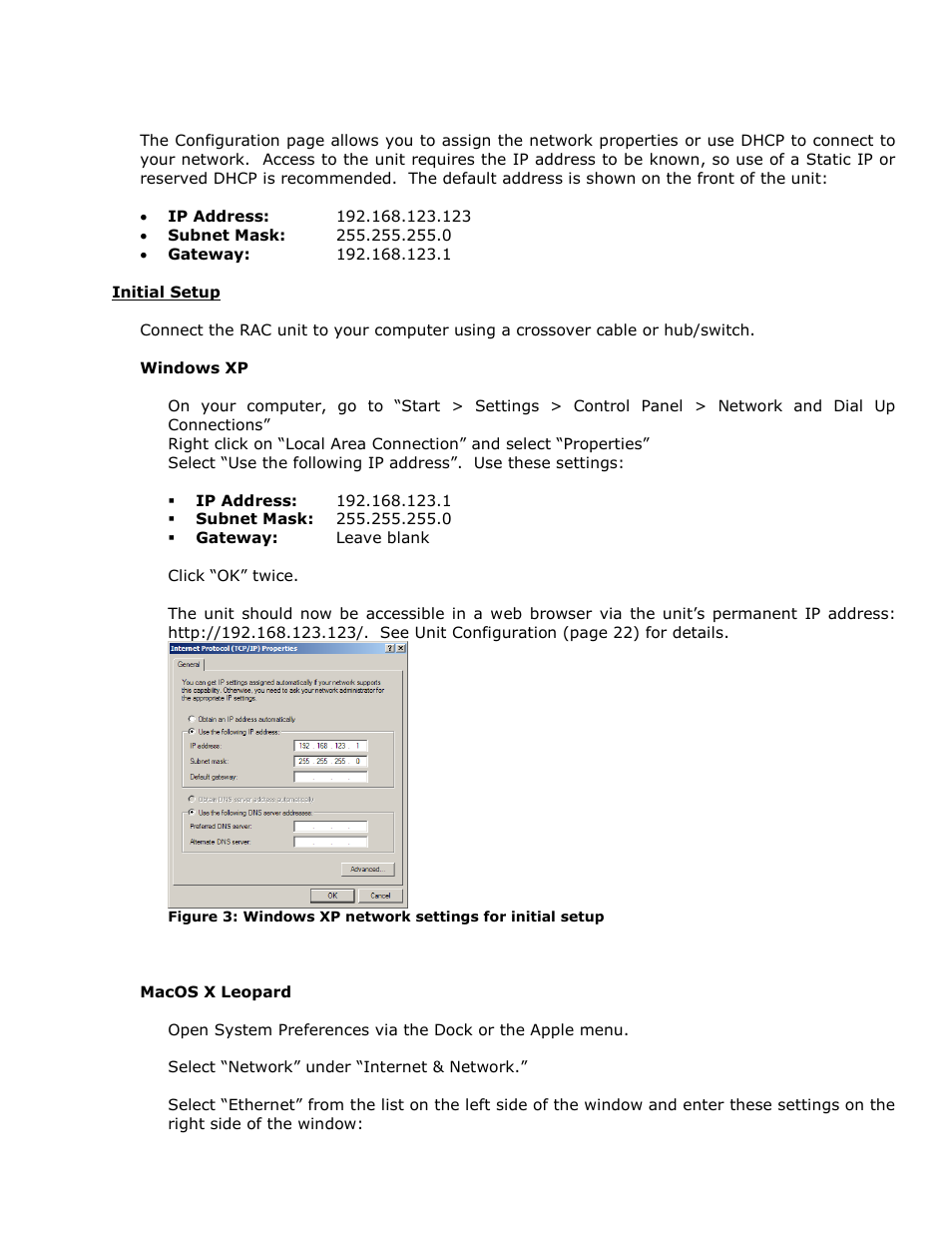 Initial setup | Geist RAC User Manual | Page 7 / 36