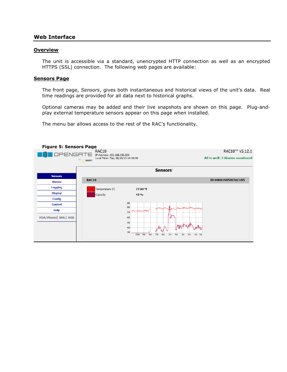 Web interface, Overview | Geist RAC User Manual | Page 9 / 36