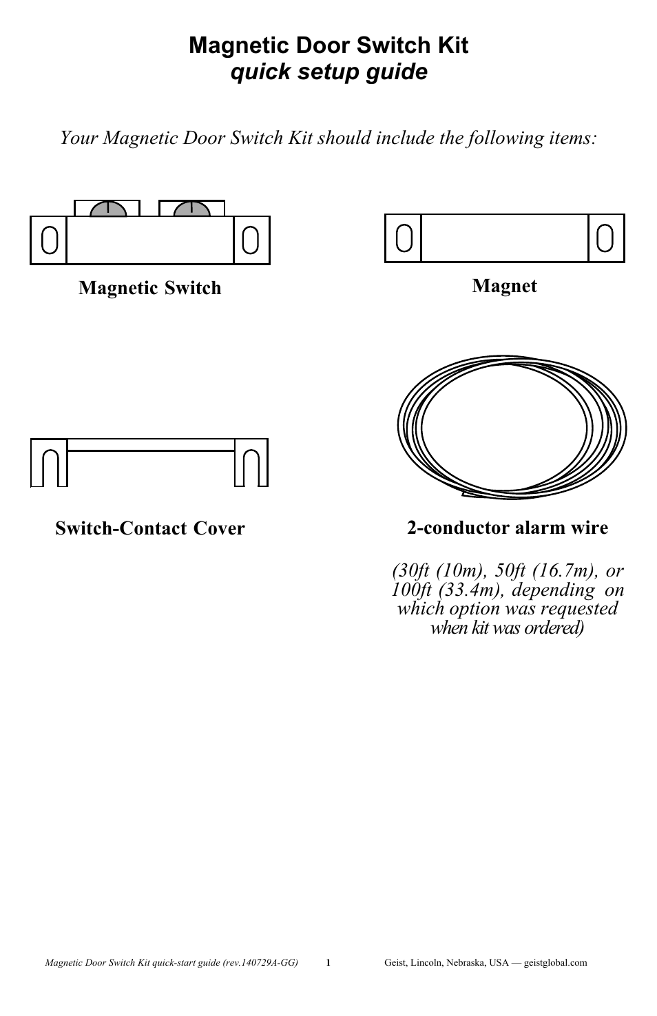 Geist Magnetic Door Switch Kit User Manual | 4 pages