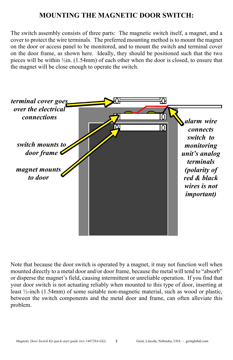 Geist Magnetic Door Switch Kit User Manual | Page 2 / 4