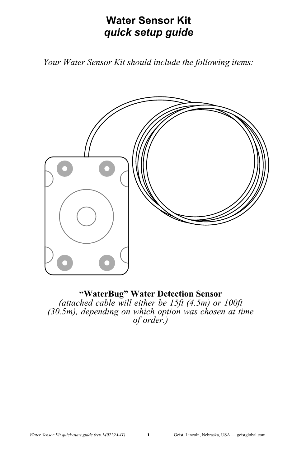 Geist Water Sensor Kit User Manual | 4 pages