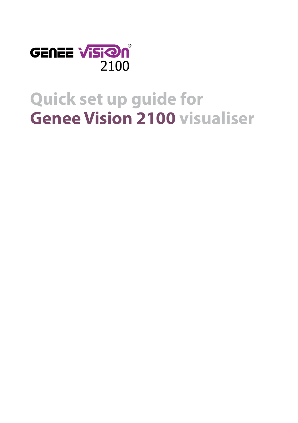 Genee World GV-2100 Quick Start User Manual | Page 2 / 12
