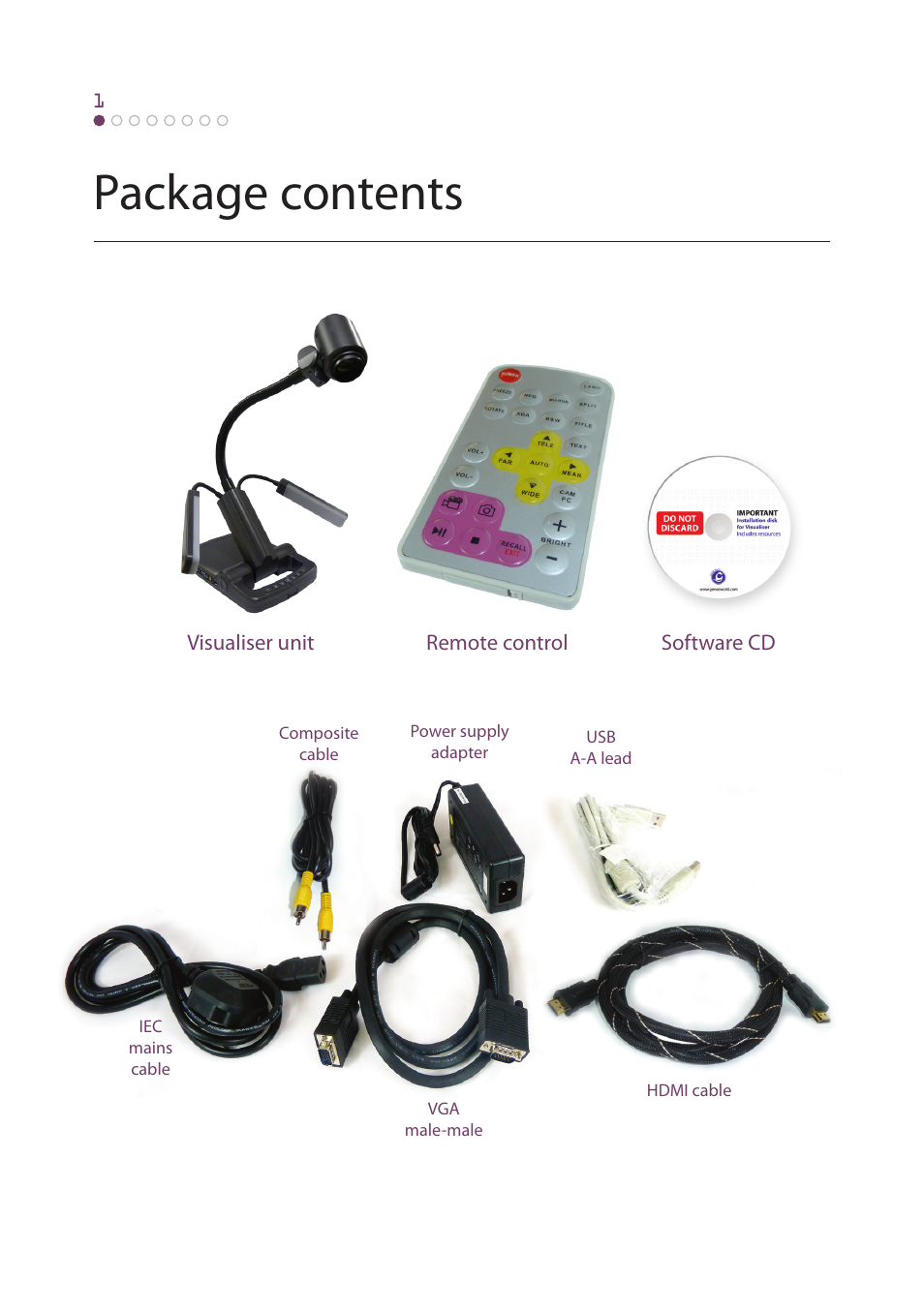 Package contents | Genee World GV-3100 User Manual | Page 4 / 12