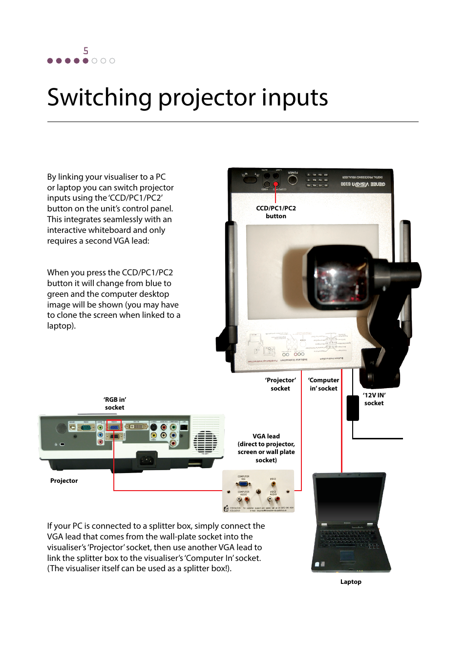 Switching projector inputs | Genee World GV-34100HD User Manual | Page 8 / 12