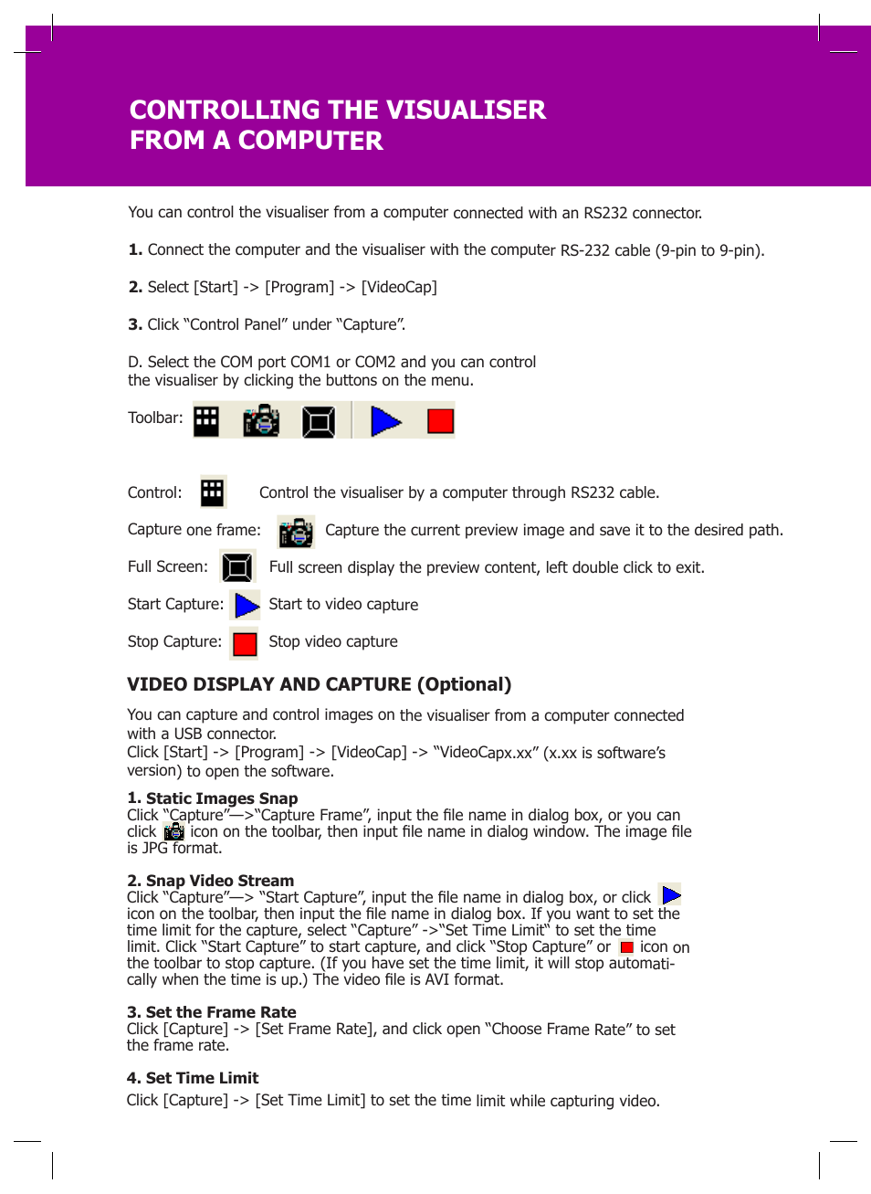 Controlling the visualiser from a computer | Genee World GV-6100 User Manual | Page 16 / 24