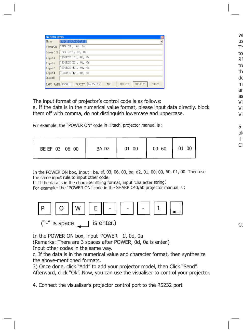 Po w e (“-“ is space is enter.), Side panel | Genee World GV-8100 User Manual | Page 22 / 28
