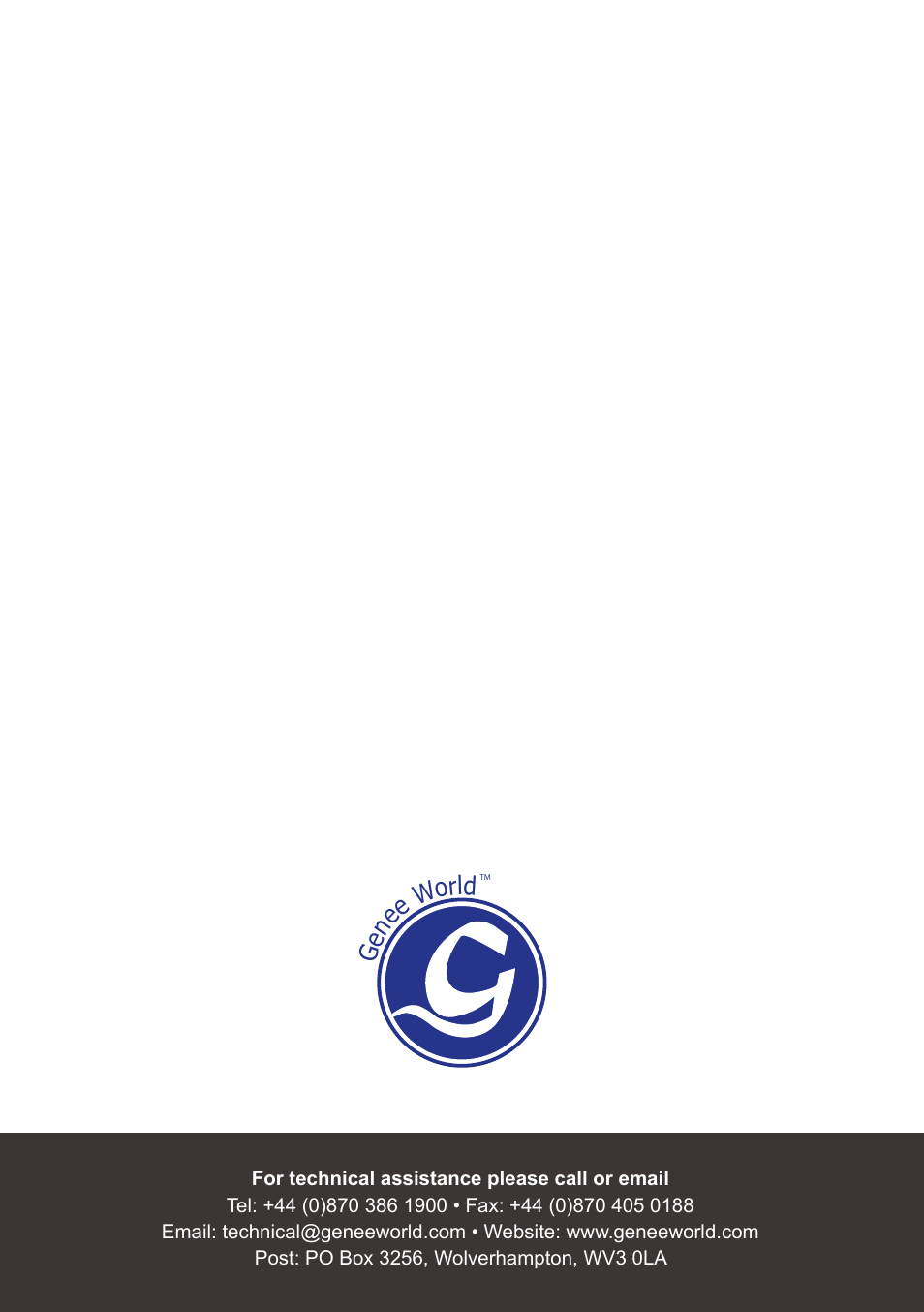 Ge ne e world | Genee World GV-9100 User Manual | Page 28 / 28