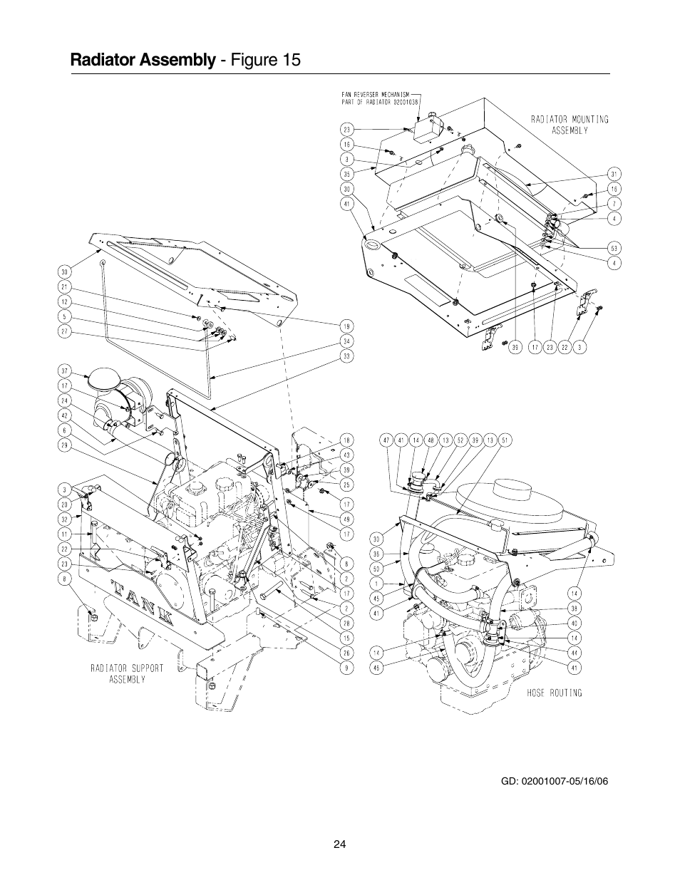 Radiator assembly - figure 15 | Cub Cadet 53AB5JEZ750 User Manual | Page 24 / 36