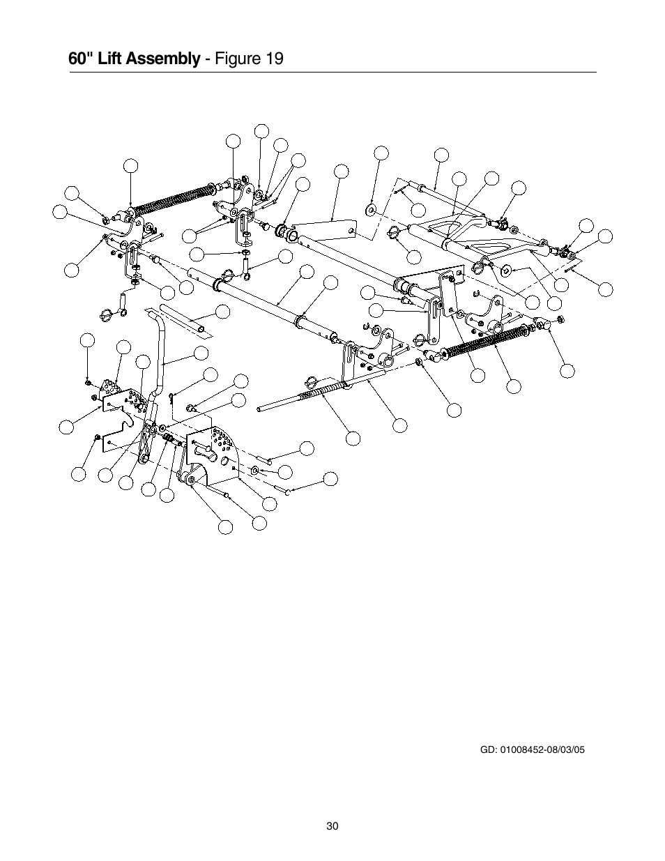 60" lift assembly - figure 19 | Cub Cadet 53AB5JEZ750 User Manual | Page 30 / 36