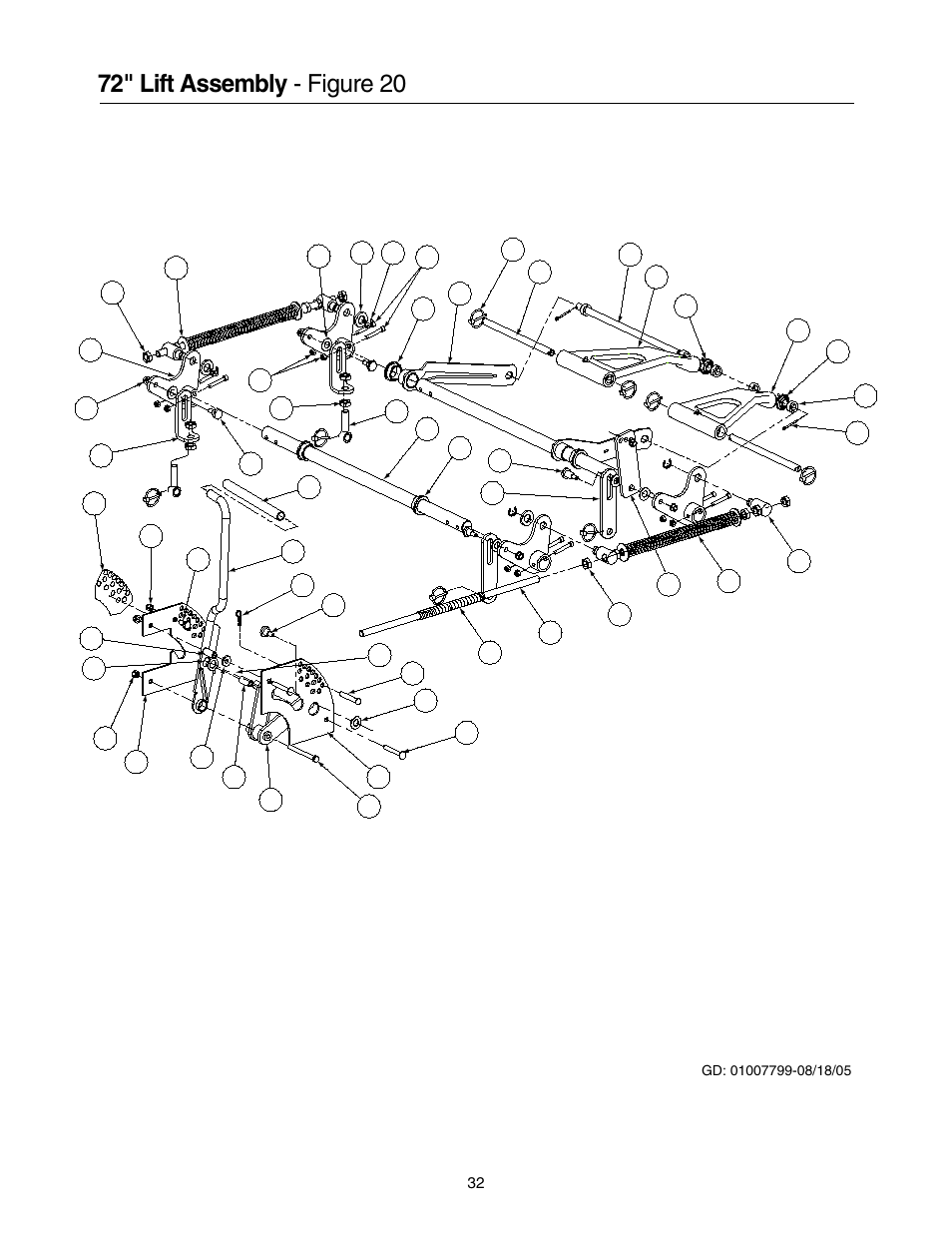 72" lift assembly - figure 20 | Cub Cadet 53AB5JEZ750 User Manual | Page 32 / 36