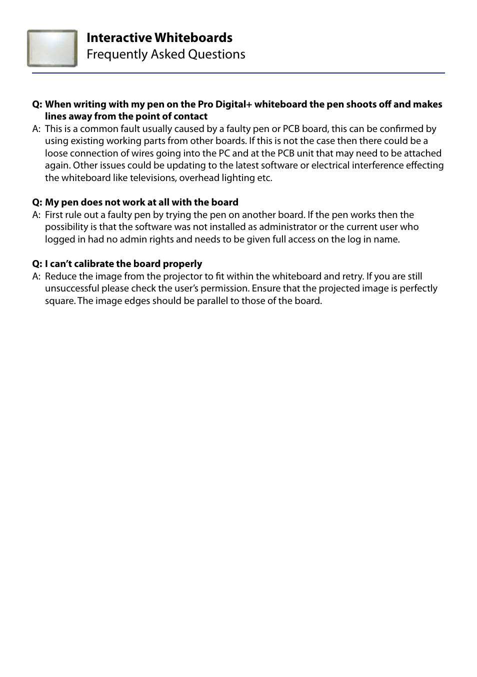Interactive whiteboards frequently asked questions | Genee World Pro Digital User Manual | Page 3 / 3
