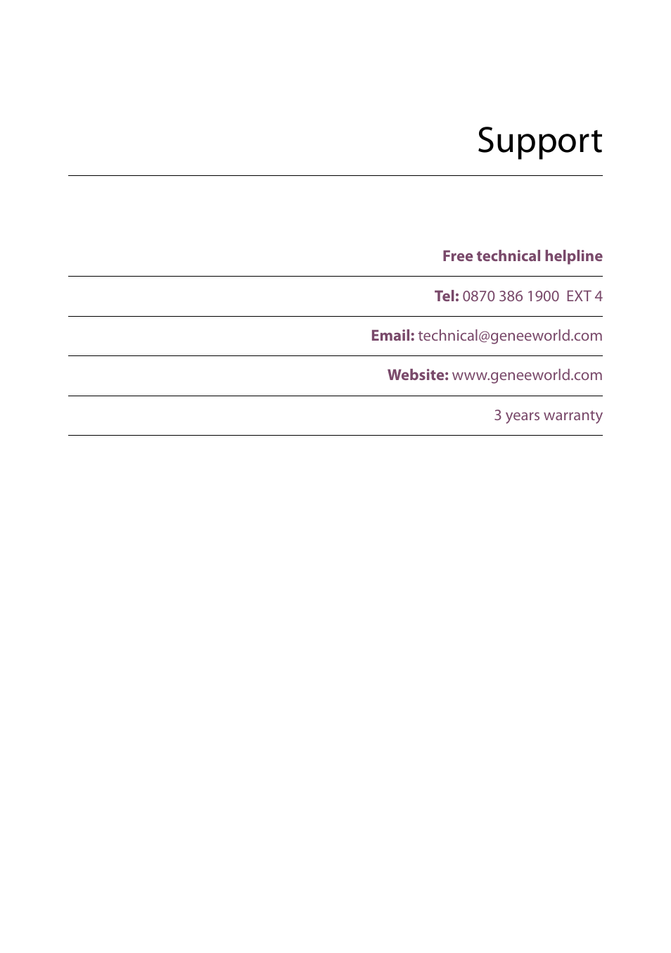 Support | Genee World Genee Pad User Manual | Page 19 / 20