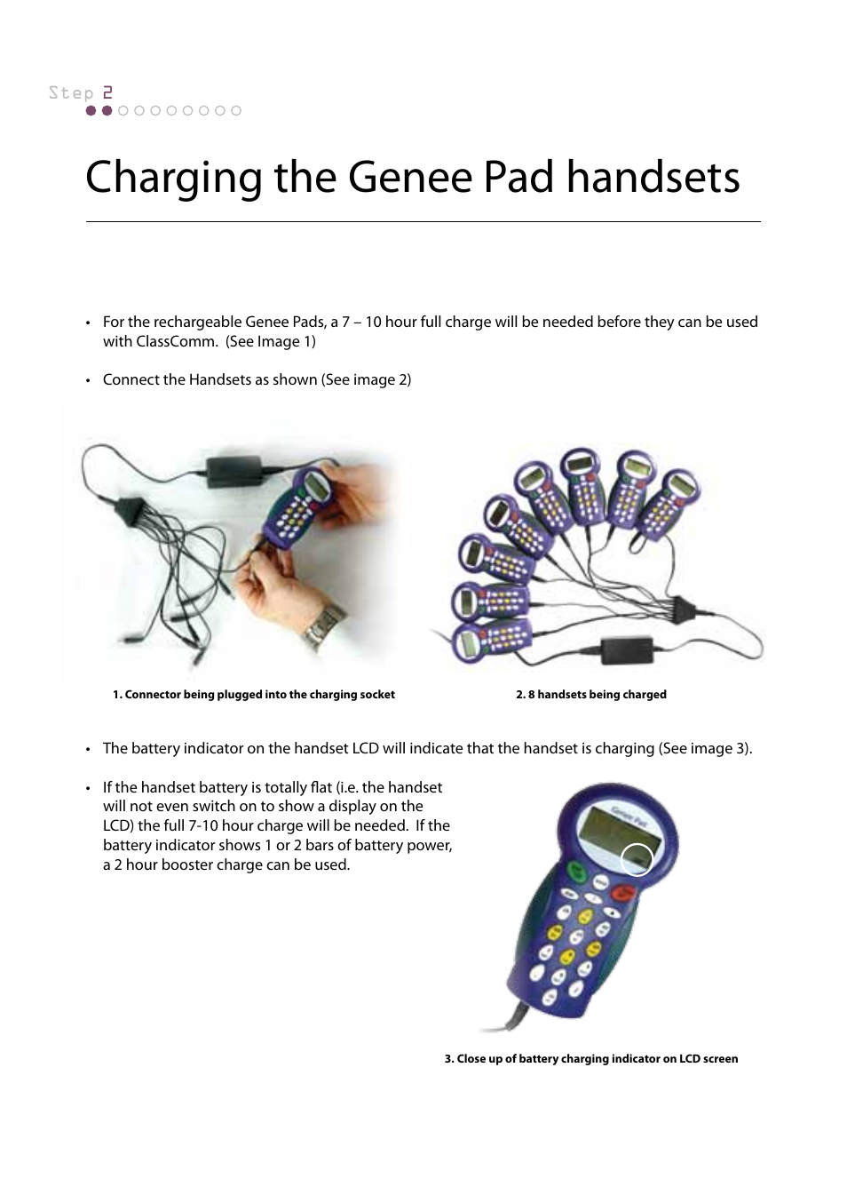 Charging the genee pad handsets | Genee World Genee Pad User Manual | Page 4 / 20