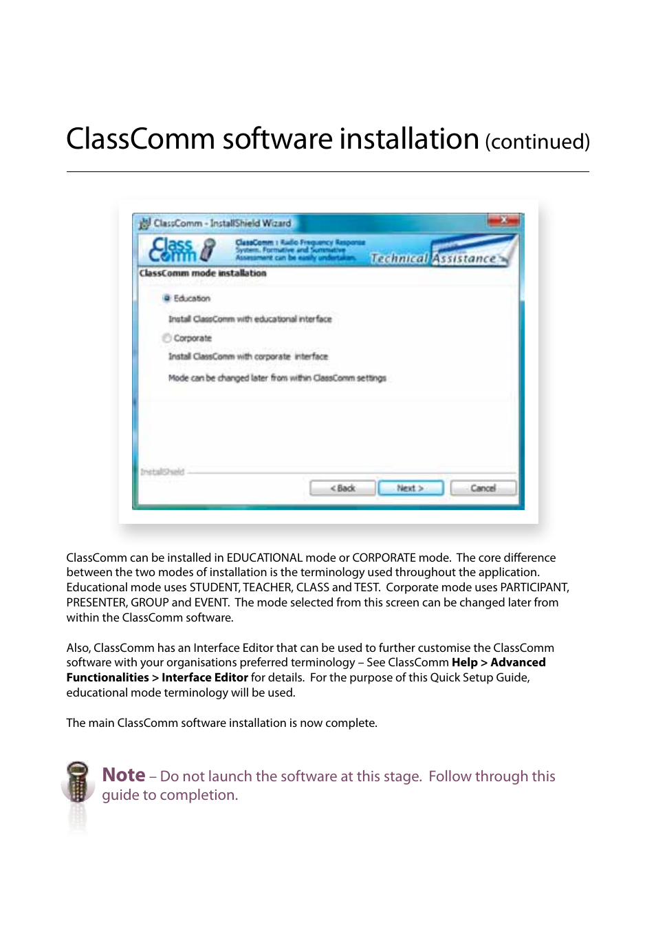 Classcomm software installation, Continued) | Genee World Genee Pad User Manual | Page 6 / 20