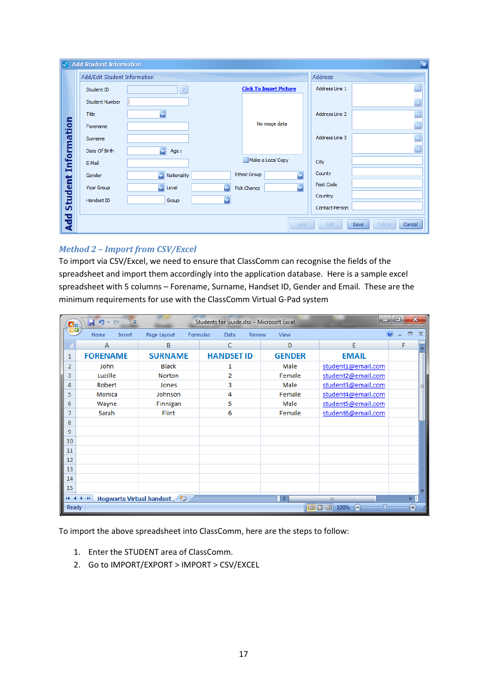 Method 2 – import from csv/excel | Genee World Virtual G Pad User Manual | Page 17 / 42