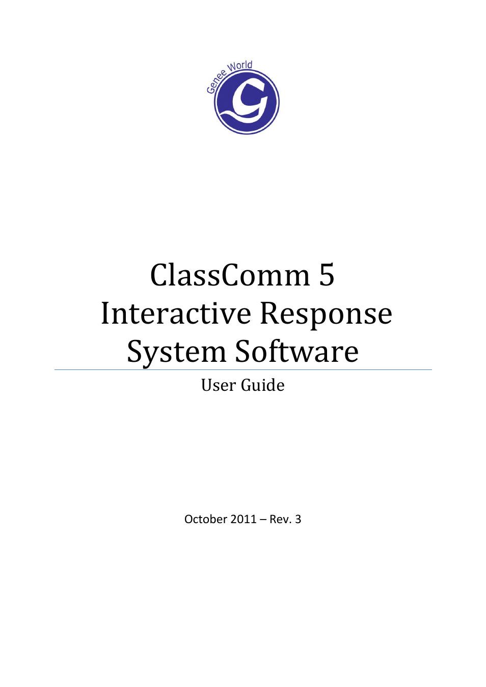 Genee World ClassComm User Manual | 112 pages