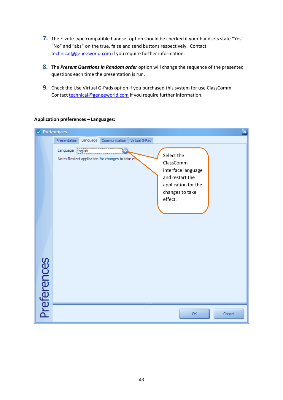 Genee World ClassComm User Manual | Page 43 / 112