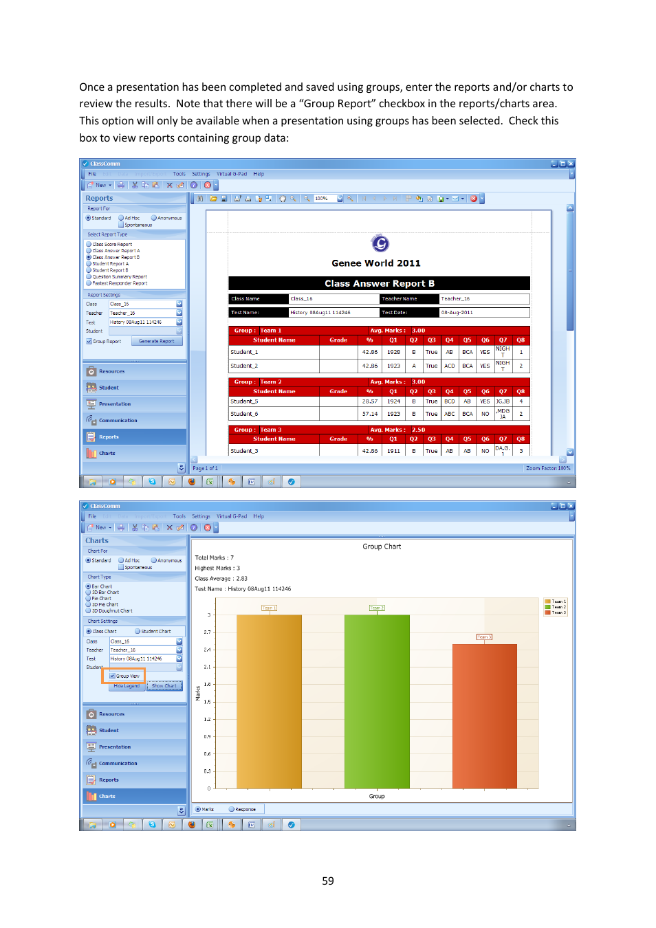 Genee World ClassComm User Manual | Page 59 / 112