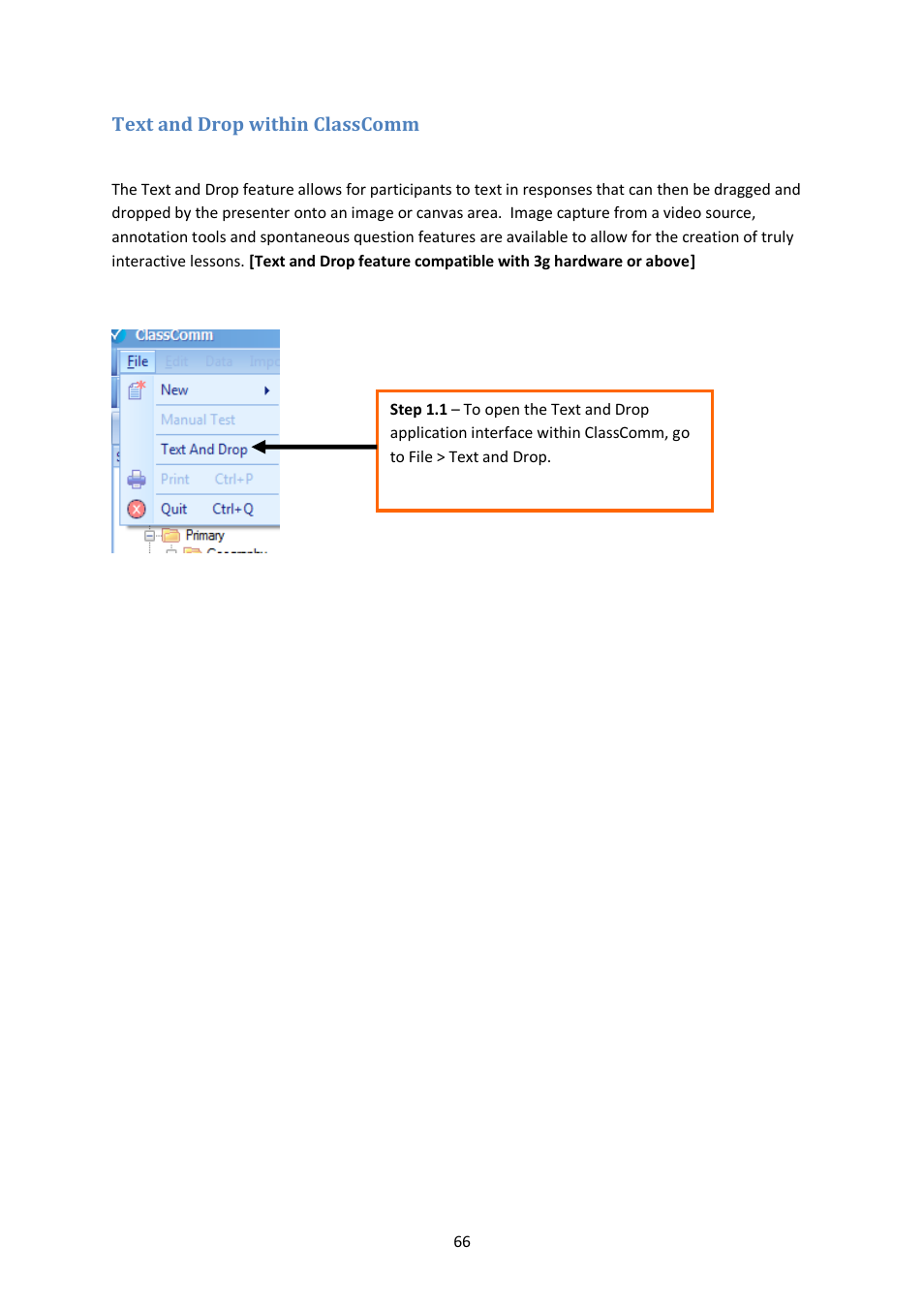 Text and drop within classcomm | Genee World ClassComm User Manual | Page 66 / 112