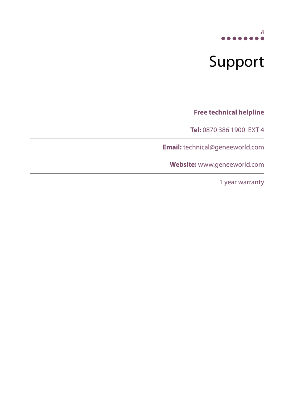 Support | Genee World Wall Talk User Manual | Page 11 / 12