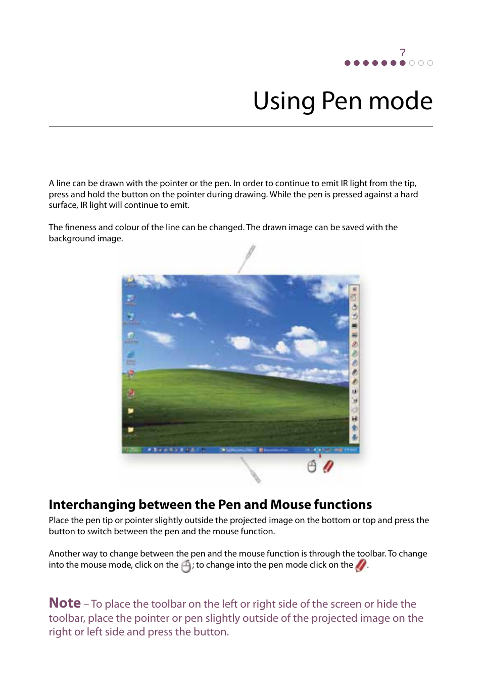 Using pen mode, Interchanging between the pen and mouse functions | Genee World Genee Link User Manual | Page 11 / 16