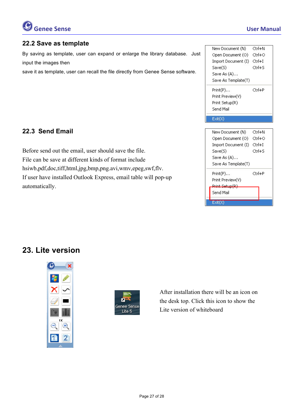 Lite version | Genee World Genee Sense User Manual | Page 27 / 28