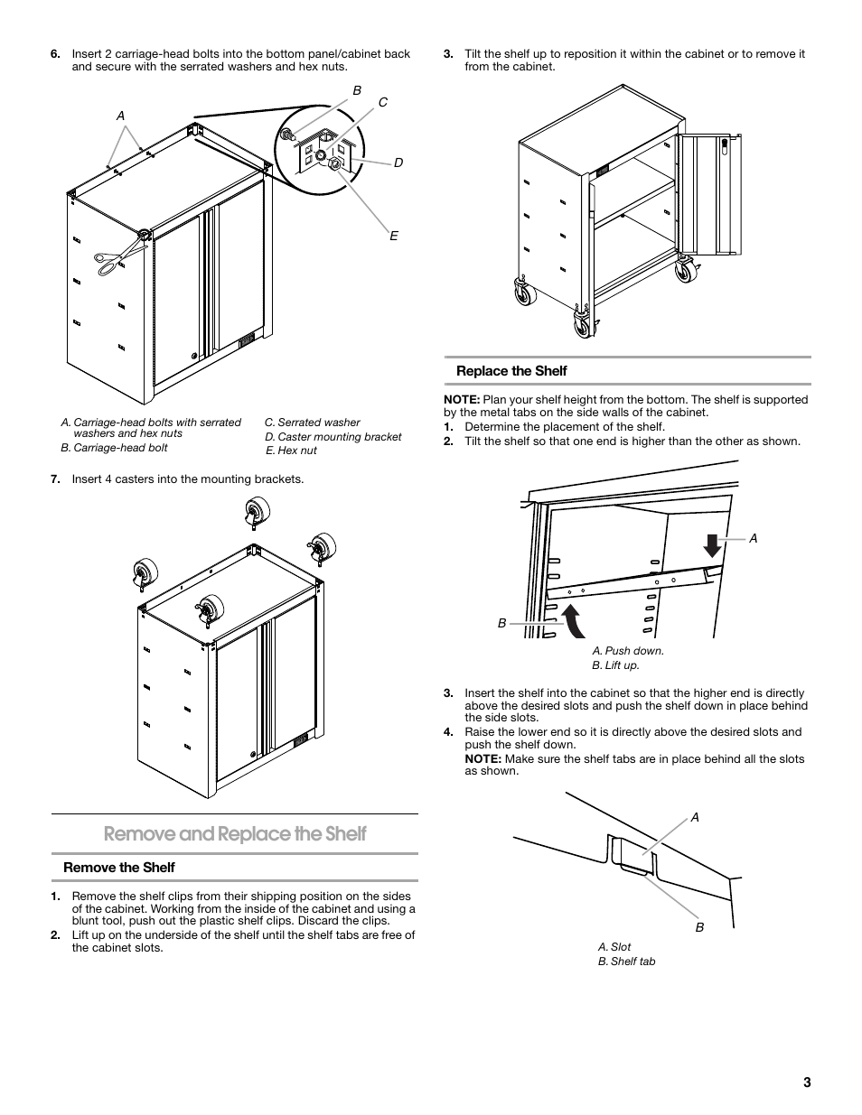 Remove and replace the shelf | Gladiator GAGD264DBG Starter Series 4-Drawer Modular GearDrawer User Manual | Page 3 / 12