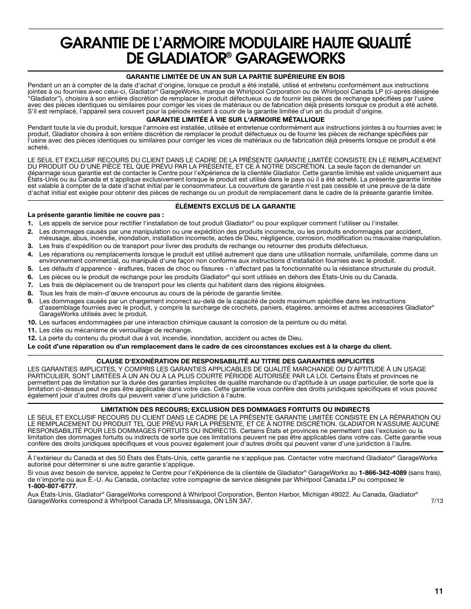 Garageworks | Gladiator GAGB262DBG Starter Series 2-Door Modular GearBox User Manual | Page 11 / 12