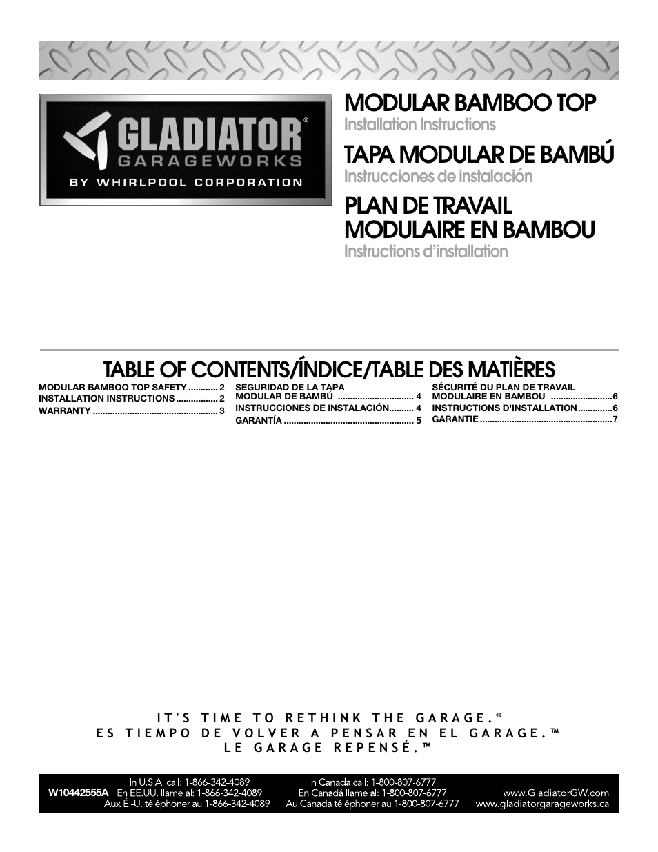 Gladiator GAAC27BAYX 27 Bamboo Top User Manual | 8 pages
