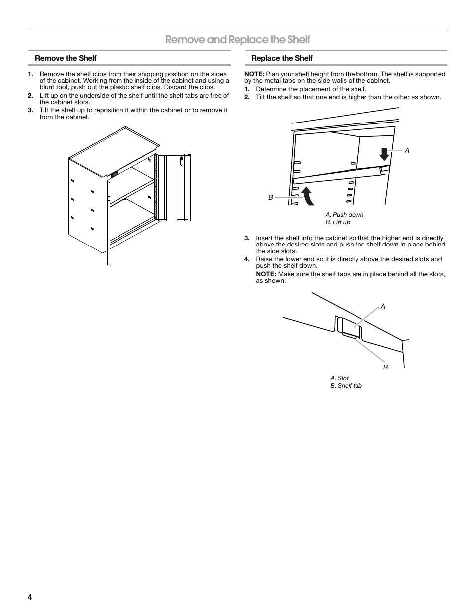 Remove and replace the shelf | Gladiator GAWG262DBG Starter Series Wall GearBox User Manual | Page 4 / 16