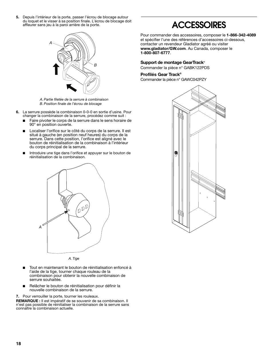Accessoires | Gladiator GASL1TAMDG Licensed Collegiate PrimeTime Locker User Manual | Page 18 / 20